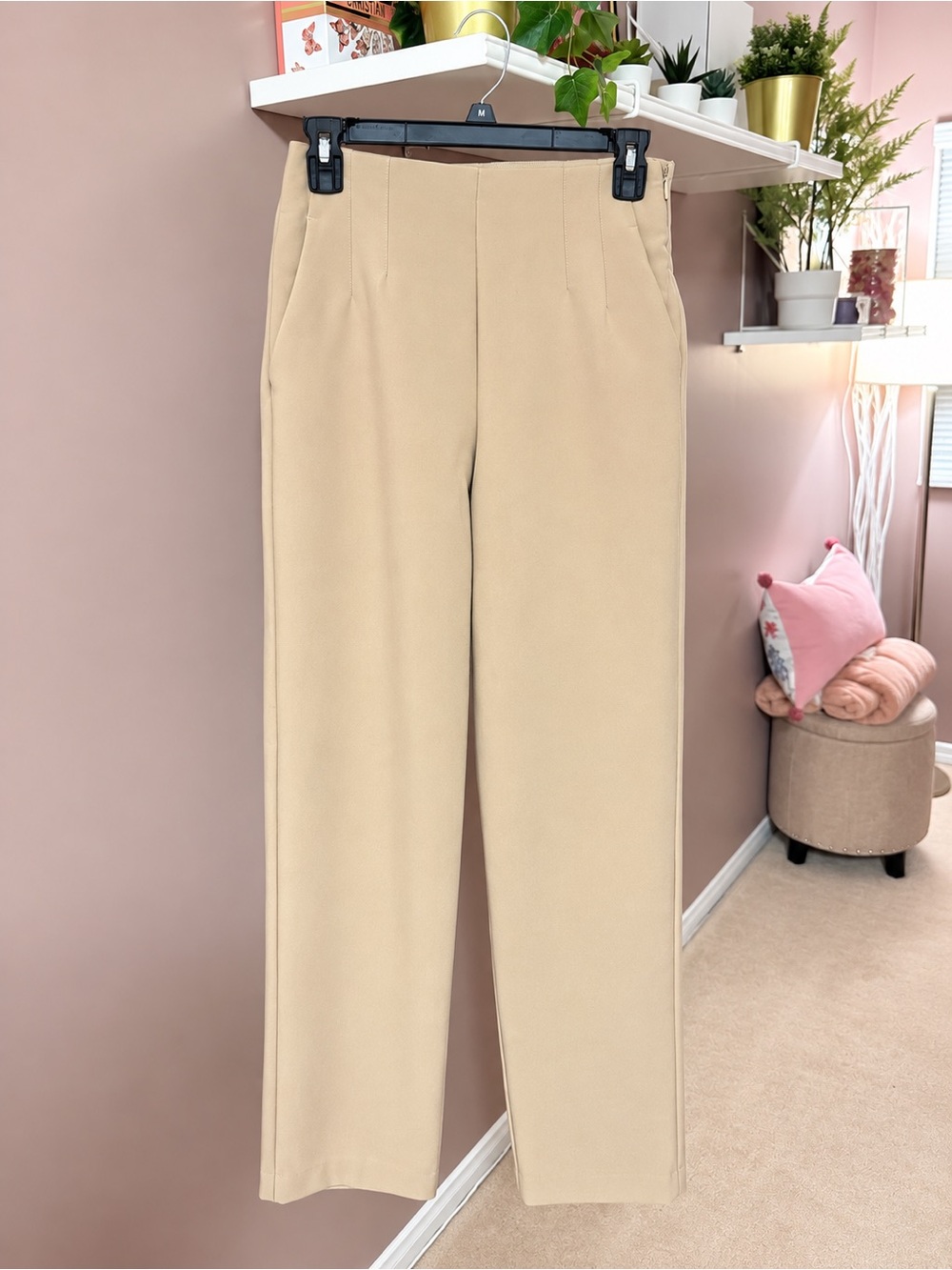 Dynamite Tailored High-Rise Straight Pants - Beige